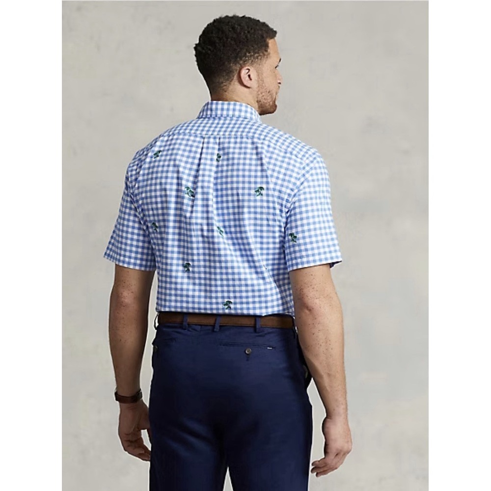 Polo Ralph Lauren Shirt Mens 2XB 2TG Blue GINGHAM Palm Tree Embroidered Oxford - Picture 2 of 10